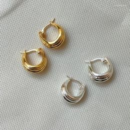 Hoop Earrings SOFTPIG Real S925 Sterling Silver 18k Gold Round Huggies For Women Classic Fine Jewellery Geometric Accessories