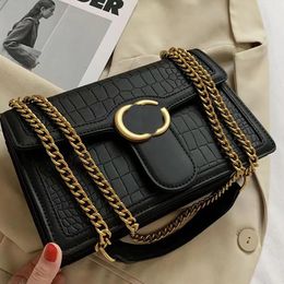 Crocodile pattern latest online celebrity large-capacity ladies' one shoulder and French brand chain messenger with small square bag Straddle bags