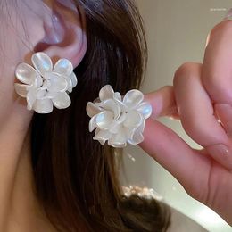 Stud Earrings White Acrylic Flower For Women Romantic Party Wedding Simple Fashion Jewellery Girls Gift