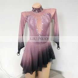 Stage Wear LIUHUO Ice Dance Figure Skating Dress Women Adult Girl Teens Customise Costume Performance Competition Leotard Gradient Brown