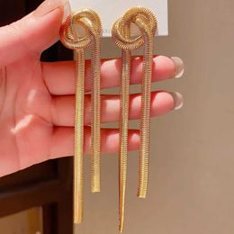 Dangle Chandelier Exaggerated Gold Color Long Tassel Snake Bone Earrings for Women Geometric Thick Chain Earrings Jewelry Accessory Dropshipping