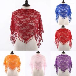 Scarves 1pc Four Seasons Jacquard Rose Lace Triangle Scarf Polyester Shawls For Women Muslim Prayer Wedding Headband