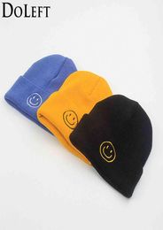 New Cute Smile Crochet Knit Cap Winter Hats For Women Fashion Smile Expression Skullies Beanies Caps For Men gorras hombre 2021 Y29028693