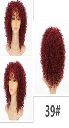 Kinky Curly Wigs for Black Women Synthetic Hair Colour 39 Long Red Black Afro Wig 16 Inches6193972