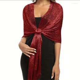 Scarves Sparkling Metallic Shawls Round Buckle Tassel Wraps Scarf For Evening Party Ladies' Fashionable Glitter