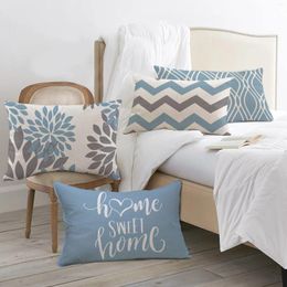 Pillow Nordic Sweet Home Light Blue Geometric Linen Pillowcase 40 60 Decoration Sofa Cover 30 50 Decorative