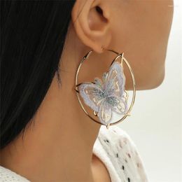 Hoop Earrings Fashion Lace Butterfly Large Circle A Pair Of -selling Latest