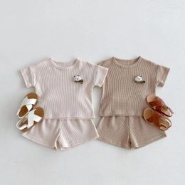 Clothing Sets HoneyCherry Summer Infant Short Sleeves And Shorts Set Boys Girls Baby Round Neck Pullover Two-piece Kids Clothes