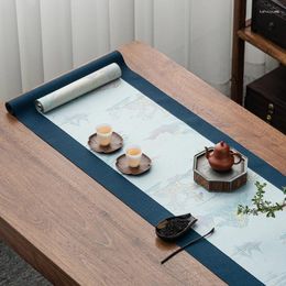 Tea Napkins Brocade Mat Waterproof Zen Table Runner Chinese Style Top-Notch Tablecloth Strip Towel Cloth Household