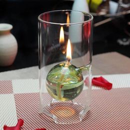 Candle Holders Creative Home Decor Handmade European Glass Holder Candlelight Dinner Romantic Cylinder Smokeless Oil Lamp Wedding