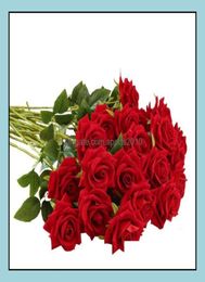 Decorative Wreaths Festive Home Gardensingle Red Veet Rose Artificial Flowers Whole Lovers Gifts Valentine Wedding Party Fav6020313