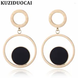 Stud Earrings Kuziduocai ! Fashion Fine Jewelry Titanium Stainless Steel Circle Round Wafer Roman Text For Women E-1224