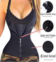 Bodysuit Women Slimming Zipper Waist Trainer Cinta Modeladora Body Shaper Tummy Waist Cincher Tank Corrective Shapewear Tops5306087