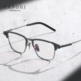 Sunglasses CAPONI Vintage Men's Glasses Frame Titanium Acetate Eyeglasses Blue Light Blocking UV400 Brand Designer JF23501