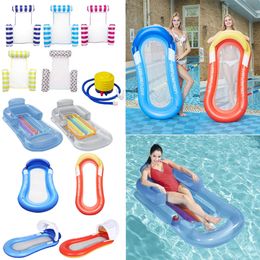 Foldable Inflatable Floating Row PVC Summer Air Mattresses Swimming Pool Inflatable Water Sleeping Bed Lounger Chair Hammock 240425