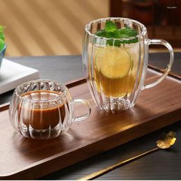 Wine Glasses Coffee Heat Resistant Stripe Tea Water Cup Heat-resistant Double Wall Glass Beer Espresso Handmade Mugs