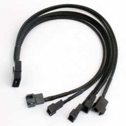 30cm 4pin IDE Molex to 4-Port Black Sleeved Cooler Cooling 3Pin 4Pin Fan Splitter Power Cable Environmental Connector Cables