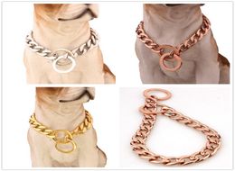 15MM Customised 316L Stainless Steel SilverGoldRose Gold 11 NK Cuban Chain Pet Dog Collar Choker Necklace 1234quot6263631