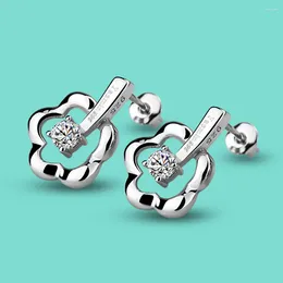 Stud Earrings Fashion 925 Sterling Silver Flower For Women Cute Crystal Zircon Mini Piercing Cartilage Aesthetic Jewelry