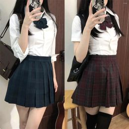 Women's Blouses NIGGEEY Preppy Style JK Uniform Genuine Waist Shirt Versatile Student School Plaid Skirt Set Sweet And Sexy