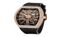Wristwatches Watch Men039s Frank Wine Bucket Large Dial Starry Belt Yacht Diamond Retro Creative Watches5737939