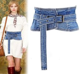 Women039s Fashion Designer Dress Belt Denim Wide Corset Waist Belt Cincher Waistband Cummerbund with Buckle for Lady Accessorie9246901