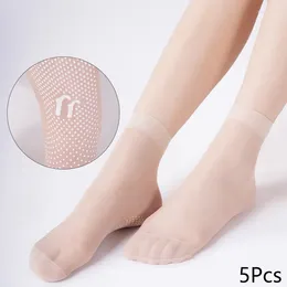 Women Socks 5pair Summer Ultrathin Transparent Crystal Silk Sexy Nylon Ladies Elastic Short Ankle Invisible