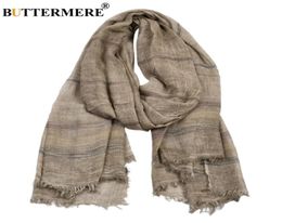 BUTTERMERE Men Scarves Autumn Winter Cotton Linen Scarf Men Khaki Black Navy Pink Khaki Warm Long Fashion Brand Mens Scarfs 2010262274464