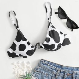 Women's Swimwear Ladies Swimsuits Top Fashion Cow Shaped Printed Bras Brazilian Bandeau Bikinis Push-Up Triangle Cup Women Bathing Suits