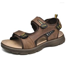 Sandals Genuine Leather Men's Summer Leisure Men Shoes High Quality Soft Casual For 2024 Beach Hiking