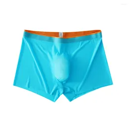 Underpants Sexy Men Sheer Ice Silk Bulge Pouch Low Rise Underwear Stretch Breathable Homme Ultra Thin Boxer Briefs