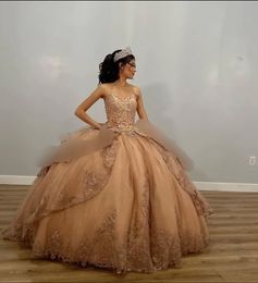 champagne Ball Gown Wedding Dresses sweetheart beaded lace beaded lace seqjuined Arabic Bridal Gowns