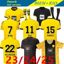 24 25 Soccer Jerseys REUS DORTMUNDs 202 2024 Borussia Soccer HALLER Football Shirt BELLINGHAM NEONGELB HUMMELS BRANDT Men Kids Special Kit All Black Maillot De Foot