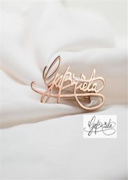 Customise Brooch company Logo design Gold Silver Handwriting Signature Any Name Any Font Brooches Pins Label Pin party Jewellery gif8239140