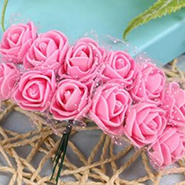 Decorative Flowers 3.5cm Mini Foam Rose Flower Head Artificial 50/100/200pcs Roses Wedding Garden Birthday Party