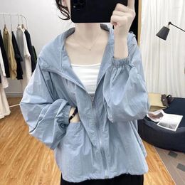 Women's Jackets Korean Thin Solid Colour Female Hooded Sun Protection Tops Coat Summer Women Loose Fitting UV Jacket