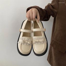 Casual Shoes Women Loafers White Versatile Platform Mary Janes 2024 Japanese Lolita Shallow Mouth Buckle Strap Chunky Sole Ladies