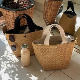 Beach Straw Shoulder Messenger Bag Women Bohemian Summer Woven Rattan Bucket Handbag Handmade Crossbody Bags For 240423