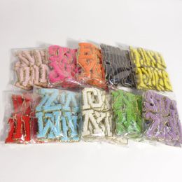 5.5 CM A-Z 26-Letter Patch Set Chenille Letter DIY Bags Clothing Glitter Towel Alphabet Letters Paste Chenille Patch 240422