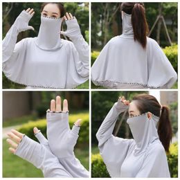 Scarves Long Sleeve Sunscreen Shawl Breathable UV Protection Face Scarf Anti-ultraviolet Silk Sun Mask Summer