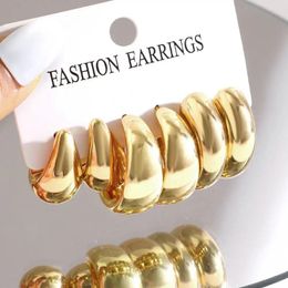 Stud Earrings 3/6pairs Gold/Silver Circle Hoop C-shaped Alloy Drop Earring Set Trendy Jewelry Man