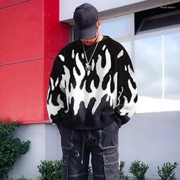 Men's Sweaters Hip Hop Streetwear Sweater Vintage Autumn Punk Goth Fit Warm Women Loose Long Sleeve Pullover Clothes Black White