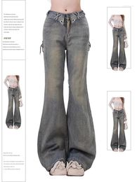 Frauen Jeans Flare 90er Vintage Y2K Baggy Cowboyhose Harajuku Oversize Emo Jeanshose Japanische 2000er Jahre Style Trashy Kleidung