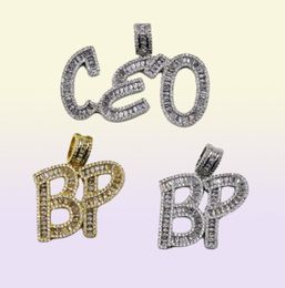 New Style Custom Letter Name Necklace Pendant Iced Out Baguette Initials Letters Charm Necklace for Men Women6377966