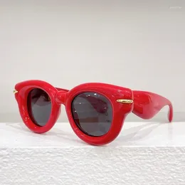 Sunglasses 2024 Arrive Round For Female Luxury Red Sun Glasses Women Shades High Street Fashion Acetate Solar