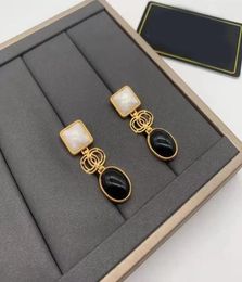 Luxusdesignerin Schwarzer Kristall Dangle Ohrringe Frauen Mode elegante Geschenke Schmuck mit Box6004027