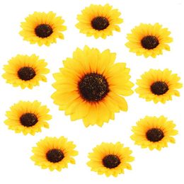 Decorative Flowers 10 Pcs Simulated Sunflower Artificial Patches For Clothes Applique Mini Backpack Backpacks Silk