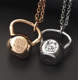 Kettlebell Necklace Fitness for Men and women Rhinoceros head Stainless Steel Pendant mygrillz 20101463782374055645