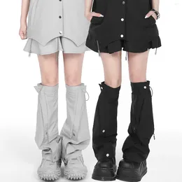 Women Socks Japanese Girl Punk Knee Sleeve Leg Cover Harajuku JK Black Splice Adjustable Personalised