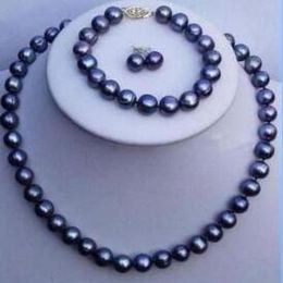 black TAHITIAN 910 mm SOUTH SEA Pearl necklace bracelet earring set 18quot 75quot31358152273883